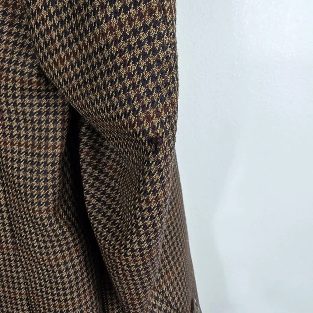 Jos A Bank Mens 43R Brown Houndstooth FLAW Wool‎ Blazer Sport Coat Jacket